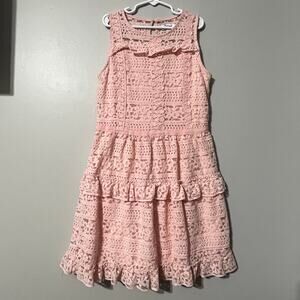 D-Signed by Disney girls blush pink lace dress, size Large 14/16